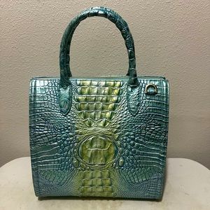 BRAHMIN CAROLINE LEATHER SATCHEL SEA FOAM Ombre Melbourne